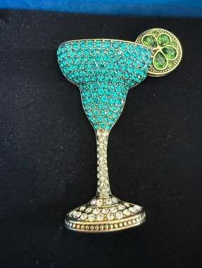 Heidi Daus "Daiquiri" Crystal Cocktail Glass Brooch
